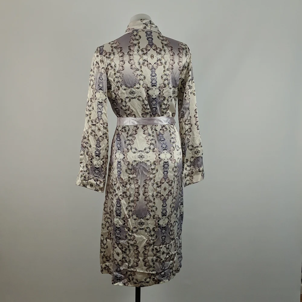 Peter Alexander Dressing Gown Robe Size Small Purple Abstract Pattern Belt - Picture 4 of 9